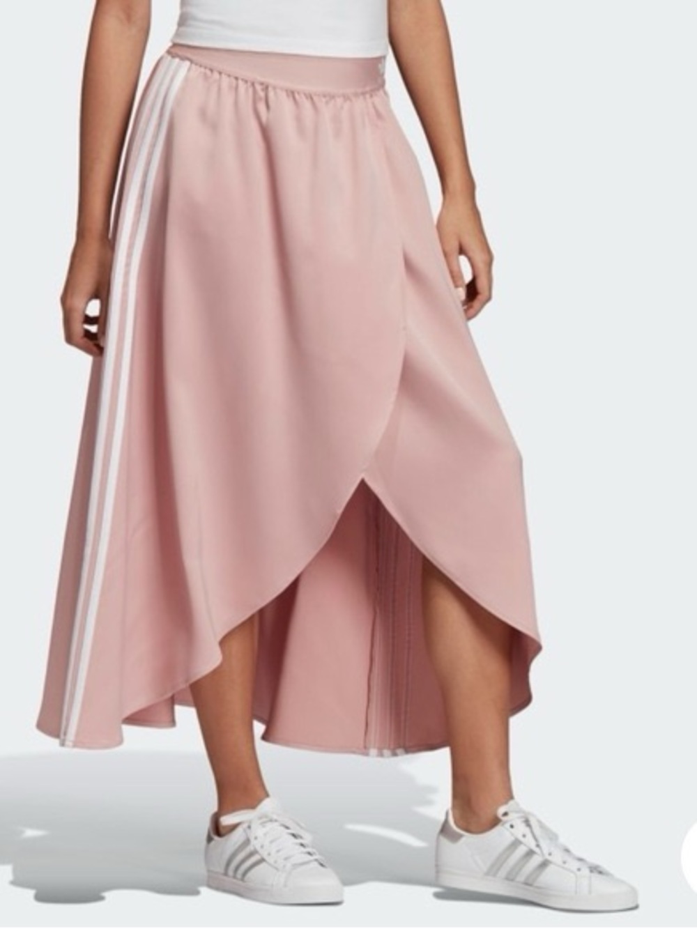 Adidas Originals Asymmetric/Tulip Midi Skirt in a dusty pink S